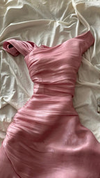 Pretty Sheath Pink Long Ruffles Prom Dresses Formal Evening Dress