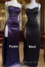 Pretty Sheath Spaghetti Straps Floor Length Ruffles Grape Slit Prom Dress