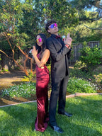 Pretty Sheath Straps Burgundy Slit Long Evening Dress Prom Dress