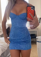 Pretty Sheath Sweetheart Blue Sequin Formal Homecoming Dresses 21St Birthday Outfits Graduation Dress Short Mini Cocktail Dresses