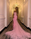 Pretty Sheath Sweetheart Pink Long Slit Prom Dress Formal Evening Dress