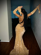 Pretty Sheath V Neckline Red Sequin Long Prom Dress Formal Evening Dress
