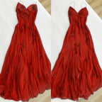 Pretty Spaghetti Straps V-Neck Beaded Backless Prom Dress Party Dress