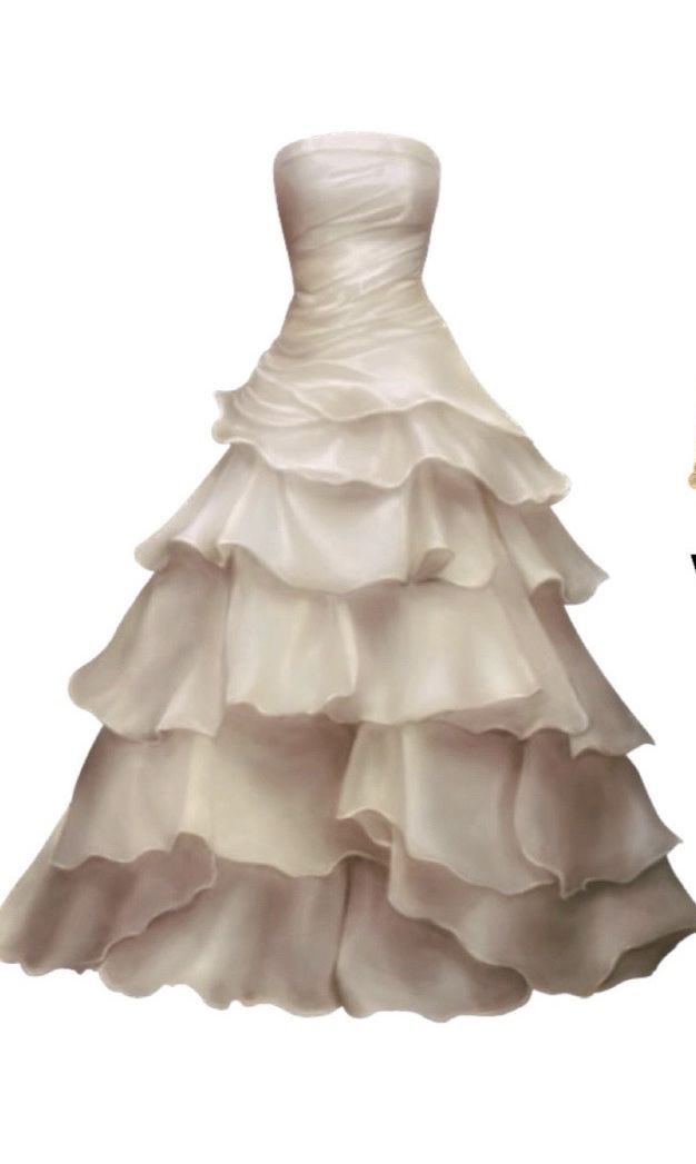 Pretty Strapless A Line Ruffle Long Prom Dress White Layered Wedding Dress Secondary image