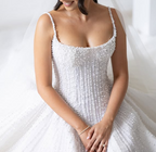 Pretty Wedding Dress Ball Gown Spaghetti Straps Sequin White Wedding Dresses Bridal Gowns