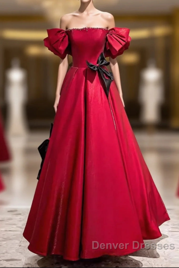 Princess A Line Off The Shoulder Party Dress Red Prom Dress Main image