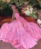 Line Pink Evening Prom Dress, Sweet Birthday Party Dress