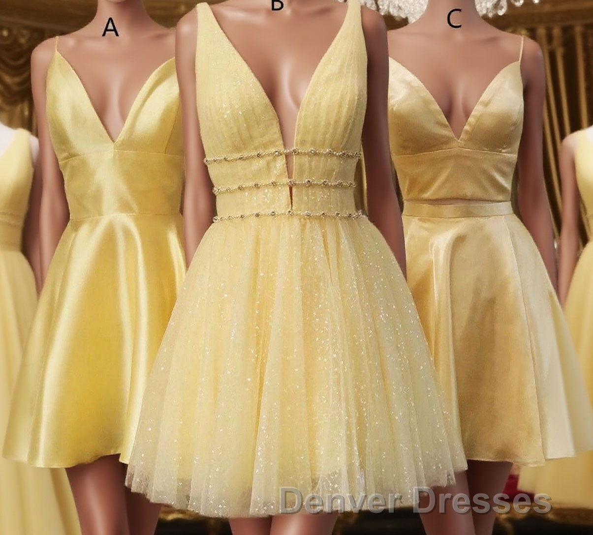 Princess A-line Short Yellow Homecoming Dress,Cocktail Dress Classy Elegant Main image