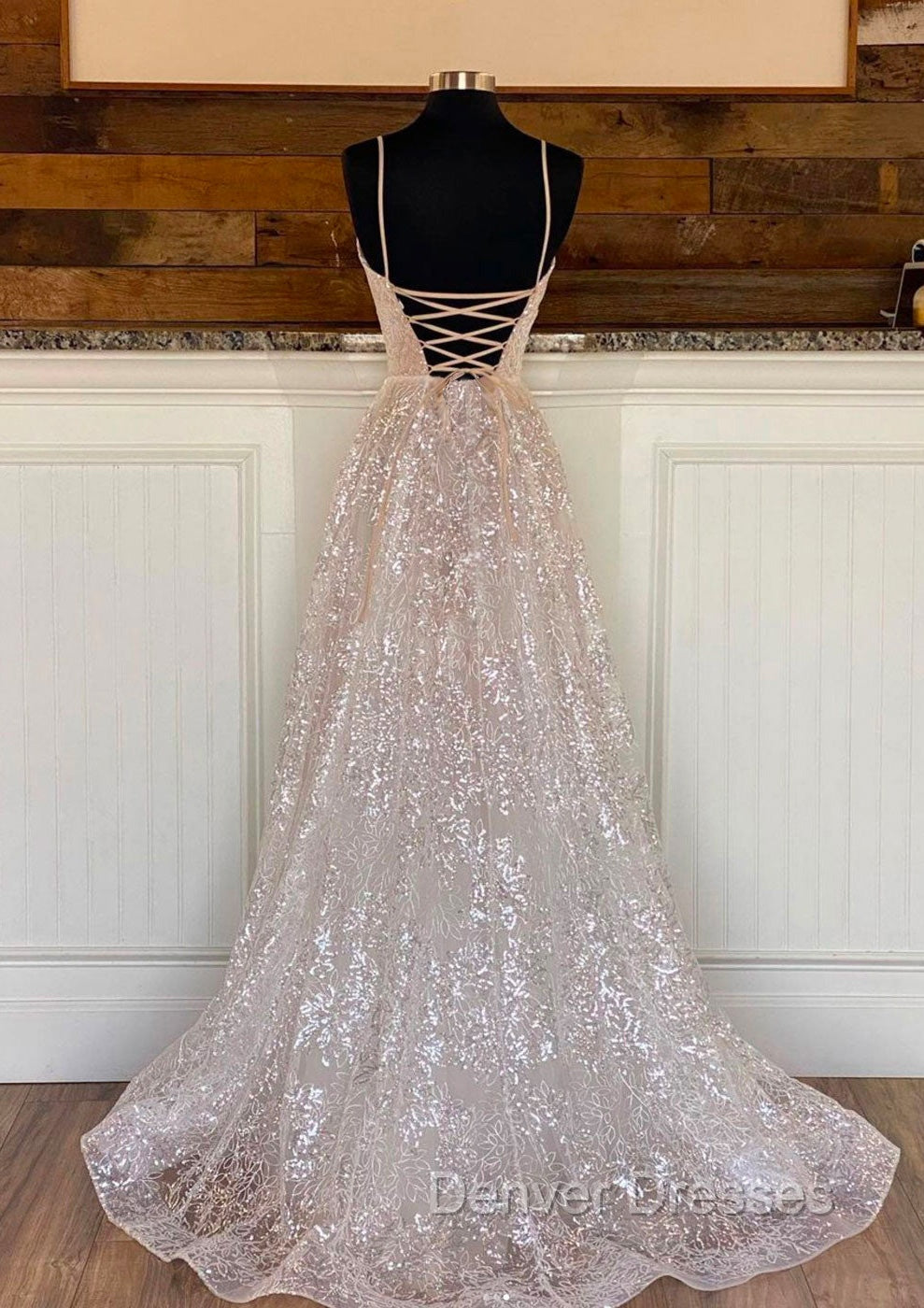 Princess A-line Sweetheart Sleeveless Sweep Train Metallic Yarn Prom Dress Secondary image