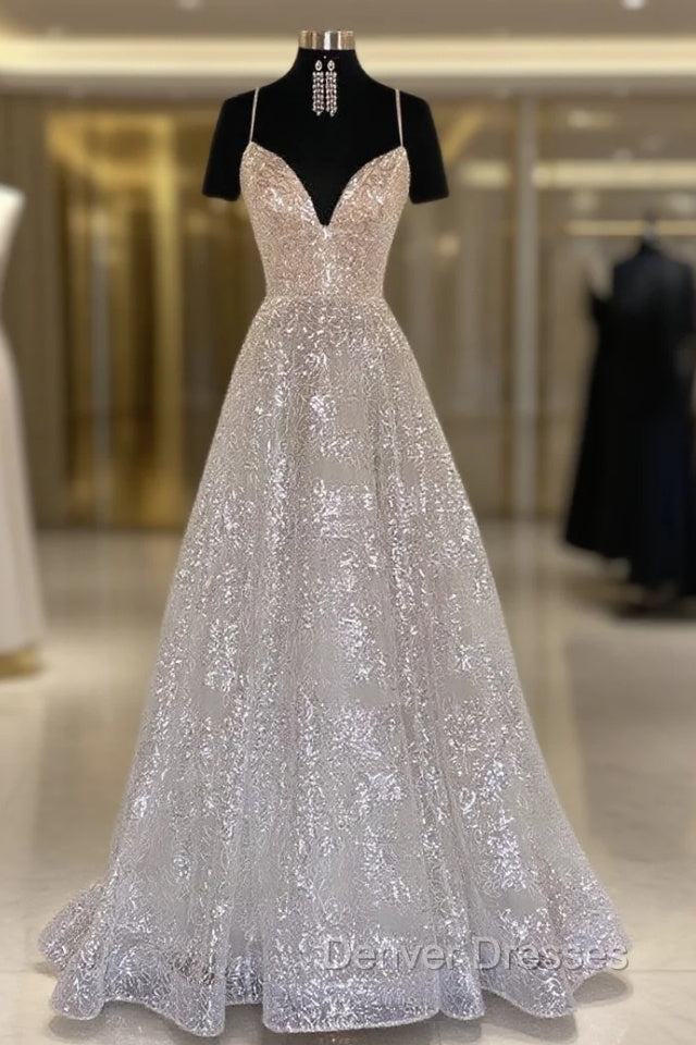 Princess A-line Sweetheart Sleeveless Sweep Train Metallic Yarn Prom Dress Main image