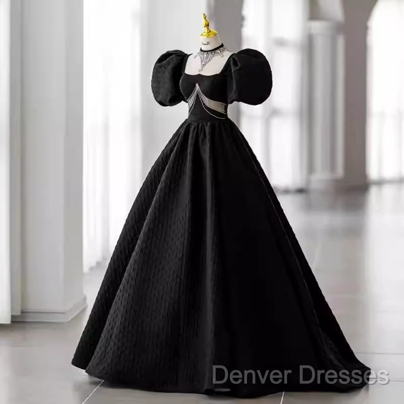 Princess Ball Gown Black Lace Long Prom Dress