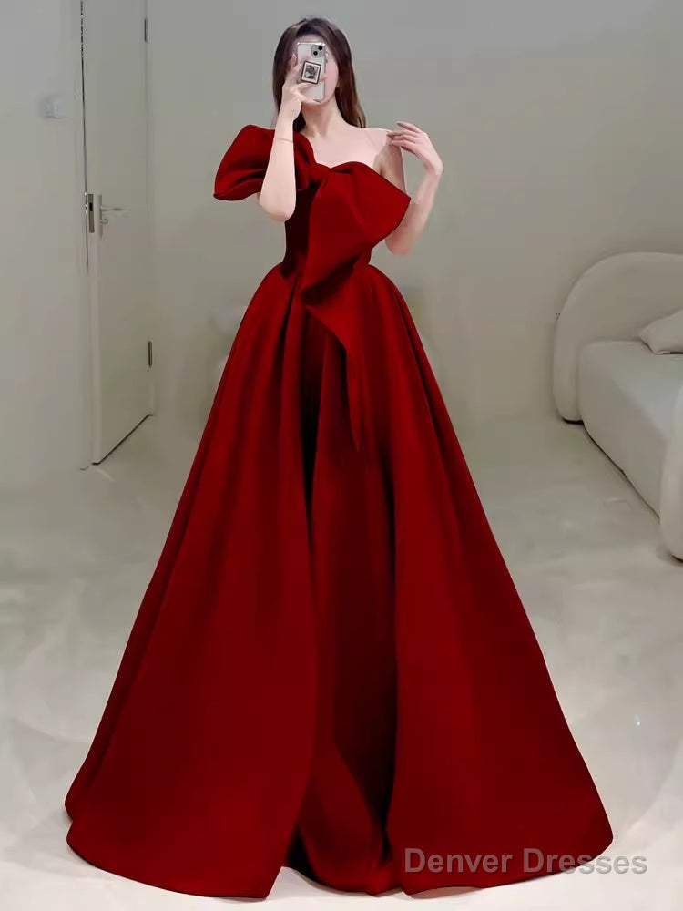 Princess Ball Gown Red Strapless Long Prom Dress Main image