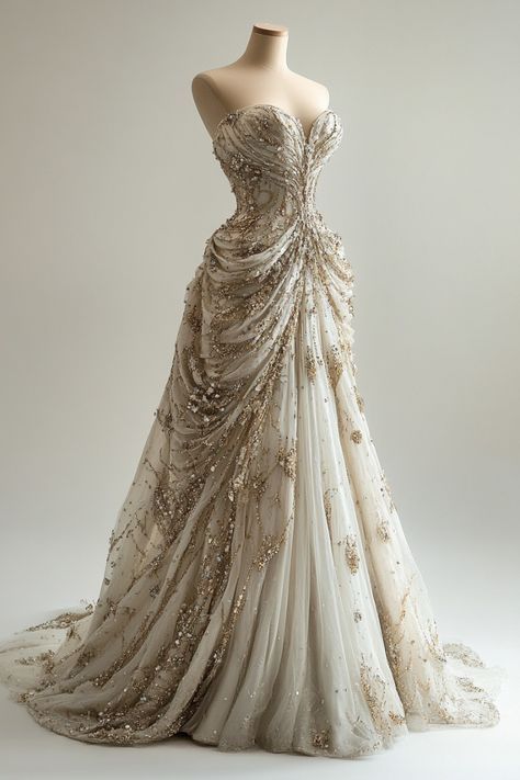 Princess Ball Gown Sweetheart Neckline Pleats White Sequin Wedding Dress Main image