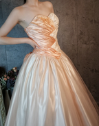 Princess Champagne Pink A-Line Sweet Bow Satin Prom Dress Evening Dress Sweet 16 Dress