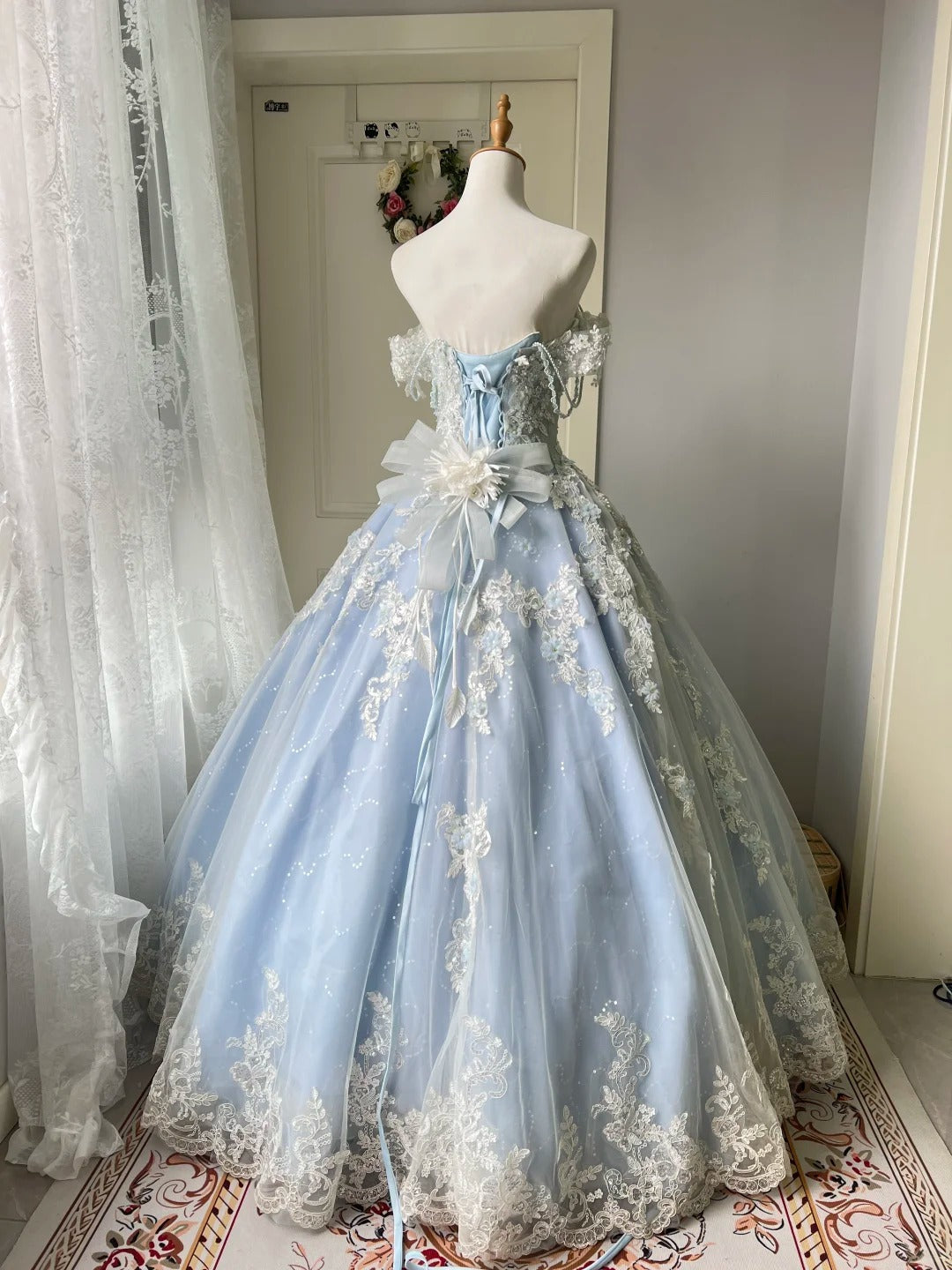 Princess Light Blue Lace Tulle Ball Gown Evening Dress Sweet 16Th Dress Secondary image