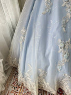 Princess Light Blue Lace Tulle Ball Gown Evening Dress Sweet 16Th Dress