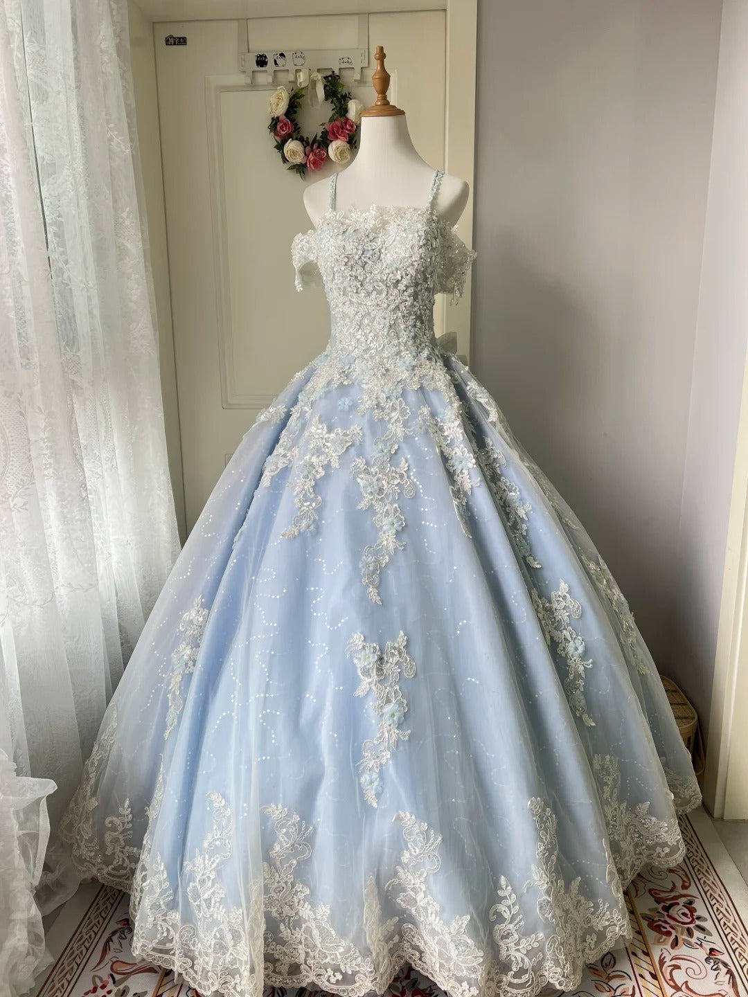 Princess Light Blue Lace Tulle Ball Gown Evening Dress Sweet 16Th Dress Main image