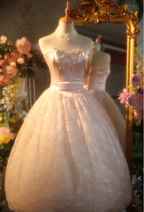 Princess Light Pink Strapless Lace Ball Gown Evening Dress Sweet 16 Dress
