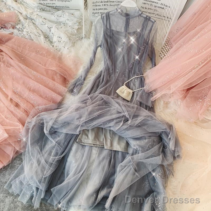 Princess Long Tulle A Line Prom Dress,Graduation Dress Secondary image