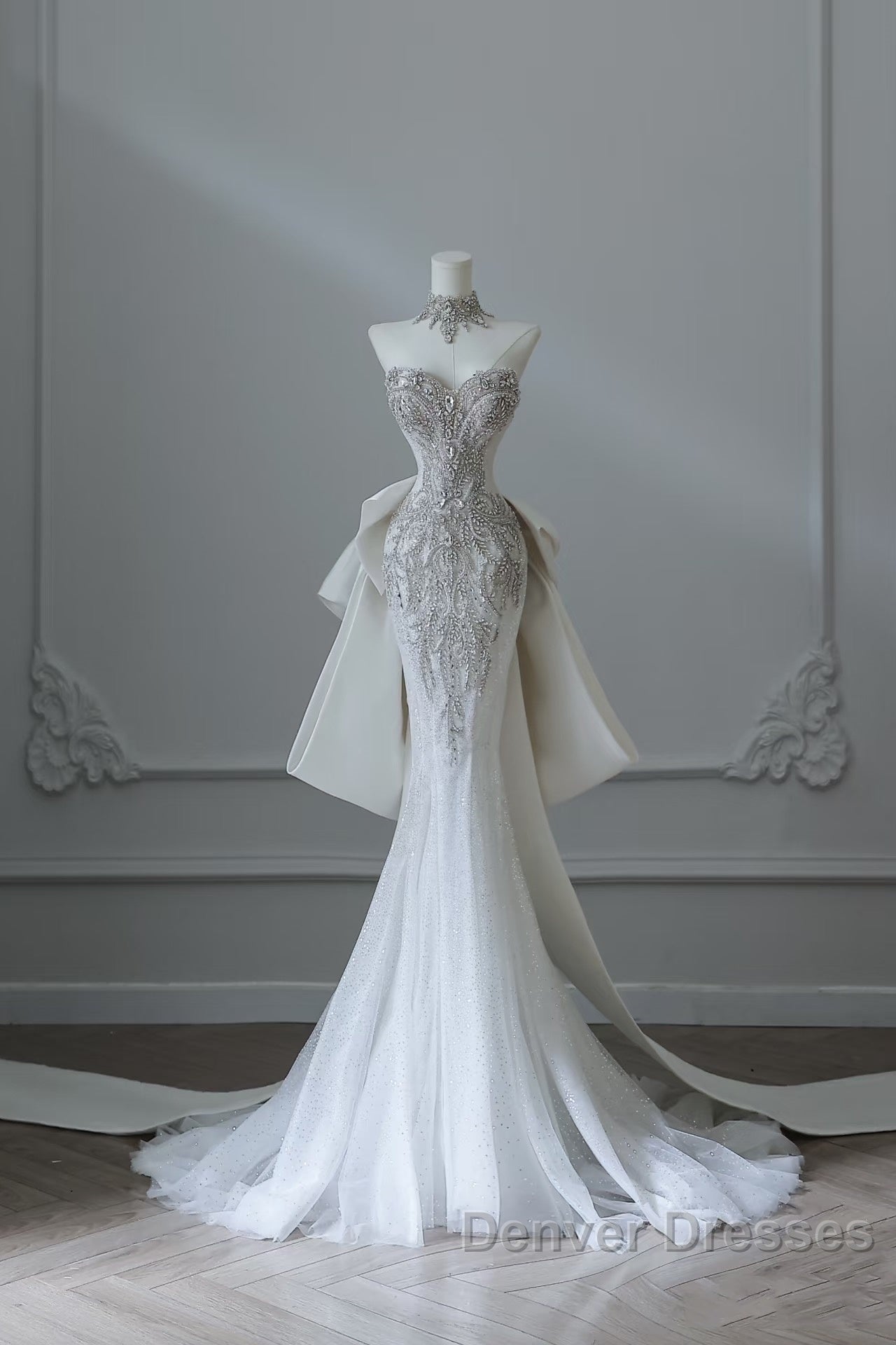 Princess Mermaid Sweetheart White Tulle Long Wedding Dress Brides Dress Secondary image