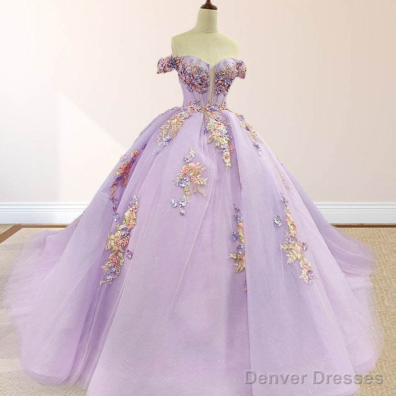 Princess Off the Shoulder Appliques Court Train Quinceanera Dresses Main image