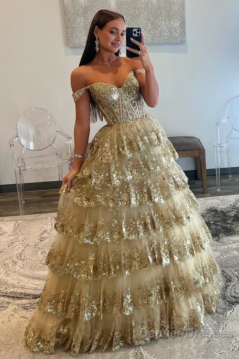 Princess Off the Shoulder Sequined Lace Prom Dress Secondary image