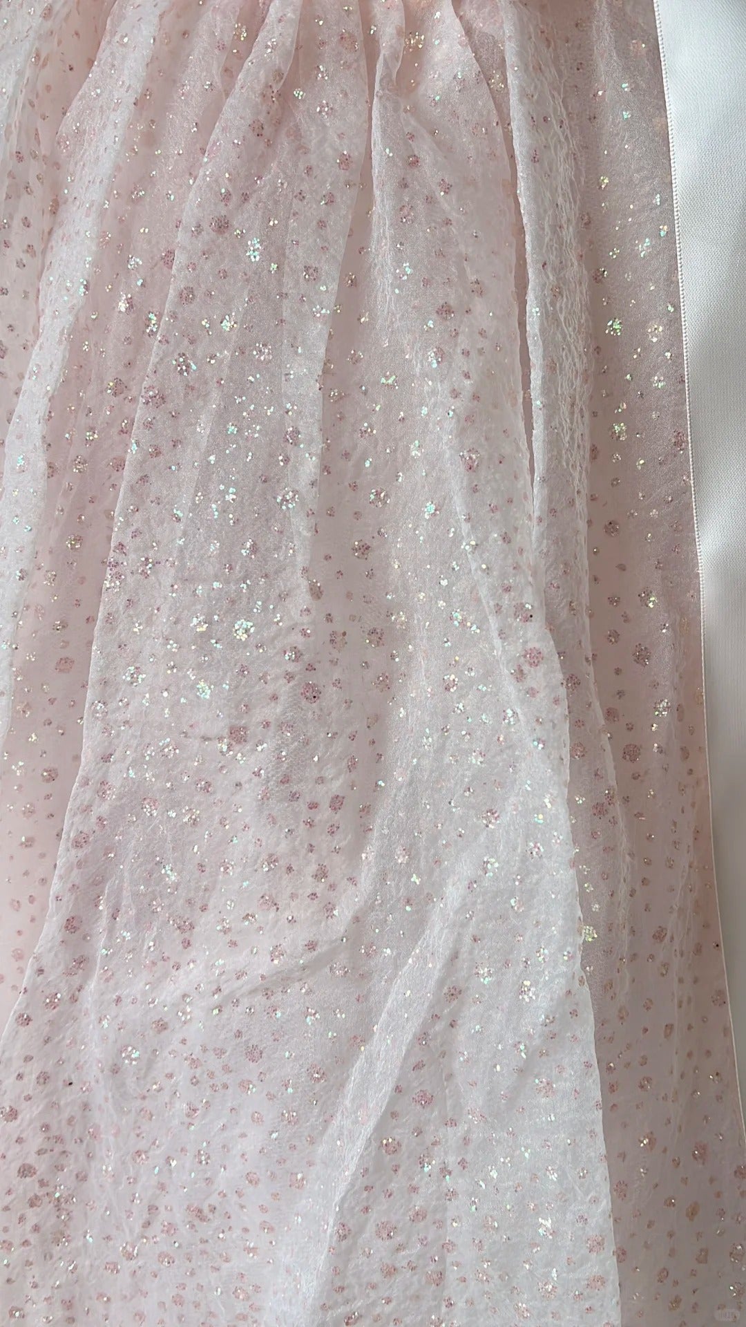 Princess Pink Strapless Bow Sequined Tulle Ball Gown Evening Dress Sweet 16 Dress
