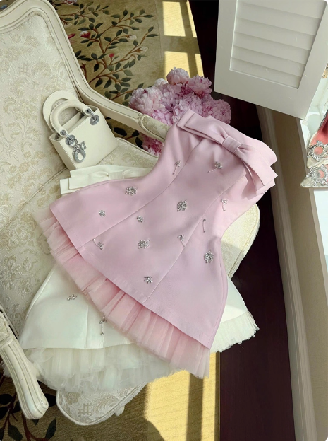 Princess Tube Top Heavy Diamond Satin A-Line 17Th Birthday Homecoming Dress Secondary image