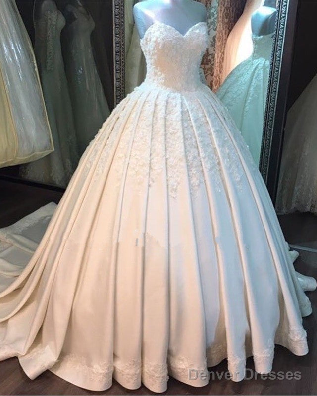 Princess Wedding Ball Gown Sweetheart Dresses Lace Appliques Main image