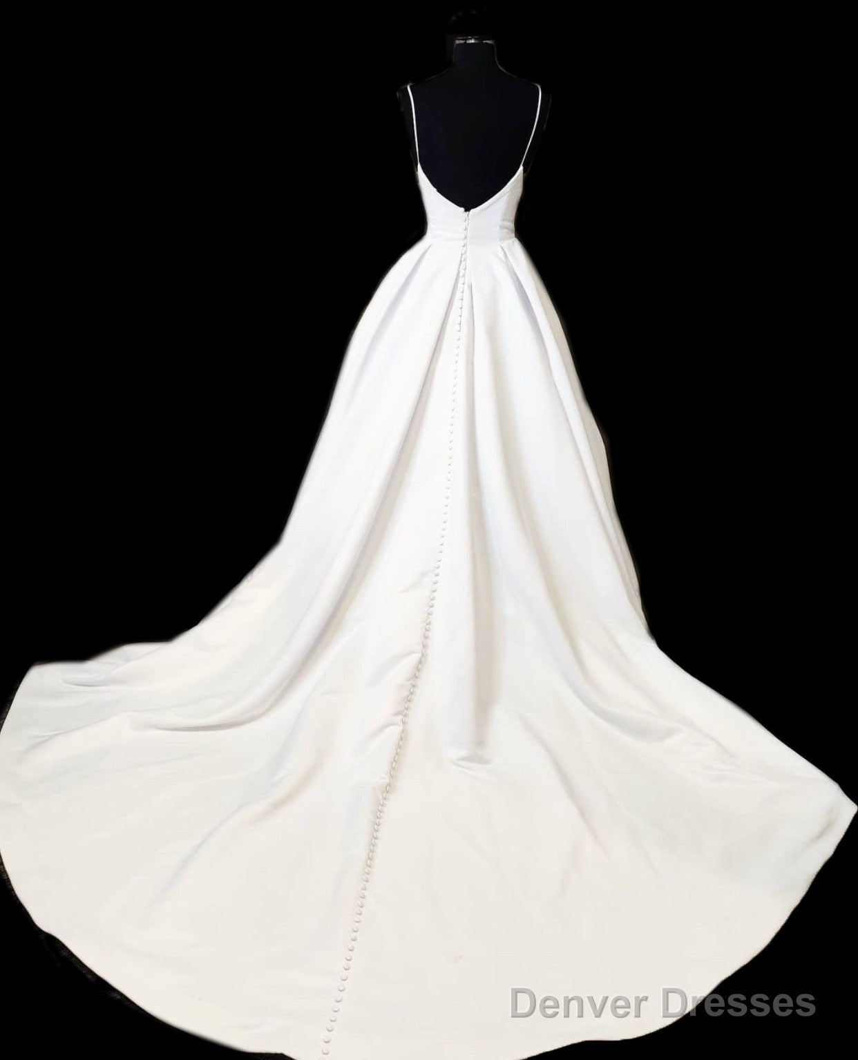 Princess Wedding Dress Satin V Neck Spaghetti Straps Secondary image