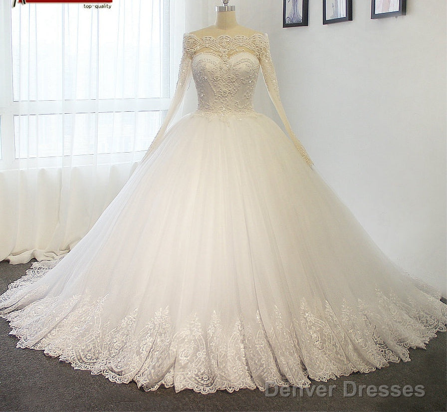 Princess Wedding Dress With Sleeves, Dresses For Wedding, Bridal Gown ,Bride Dress, Dresses For Brides