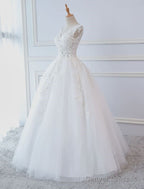Princess Wedding Dresses Ball Gowns Lace V Neck Sleeveless Floor Length Bridal Gowns