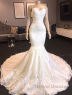 Princess White Sweetheart Mermaid Court Train Wedding Dress
