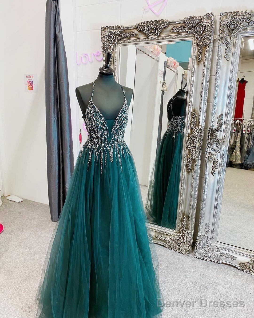 V-neck Beaded Prom Dress, Long Prom Dresses ,formal Prom Dress