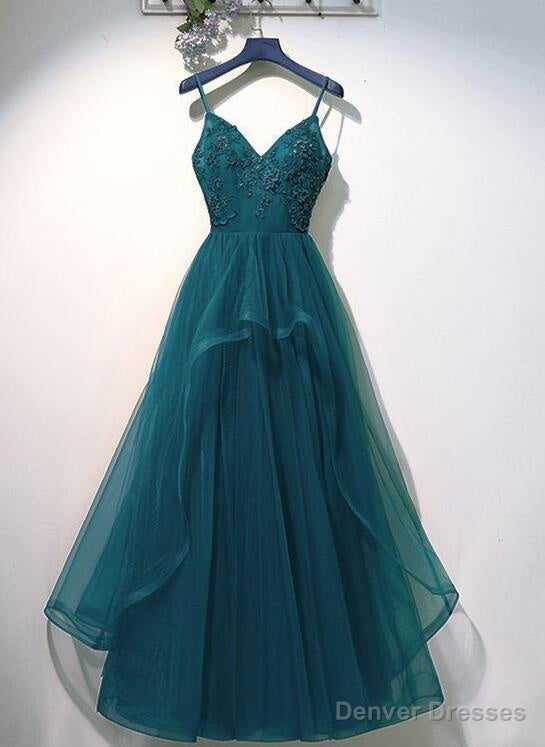 V Neck Tulle Prom Dresses Long Prom Dress Secondary image