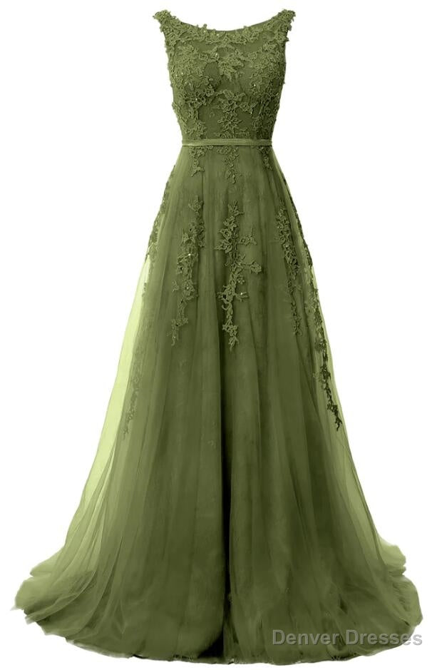 A Line Lace Boat Neck Sleeveless Prom Dresses Formal Evening Gown Secondary image