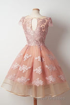 Cap Sleeves Junior Pretty Appliques Short Sweet 16 Prom Dress