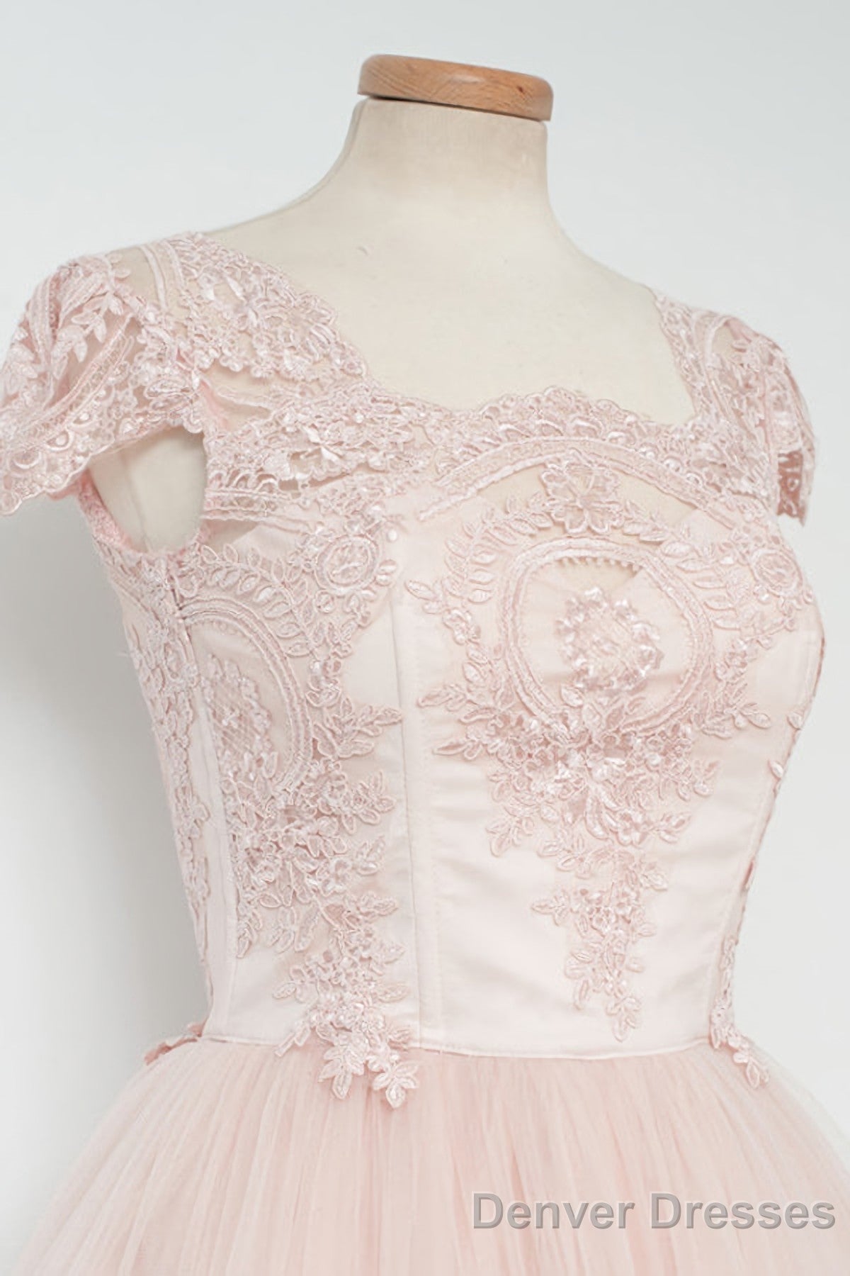 Vintage Knee Length A Line Pearl Pink Lace Homecoming Dresses