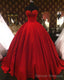 Sweetheart Wine Red Lace Appliques Red Princess Prom Dresses