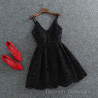 Cute White Lace Short Lace Spaghetti Straps Prom Dress