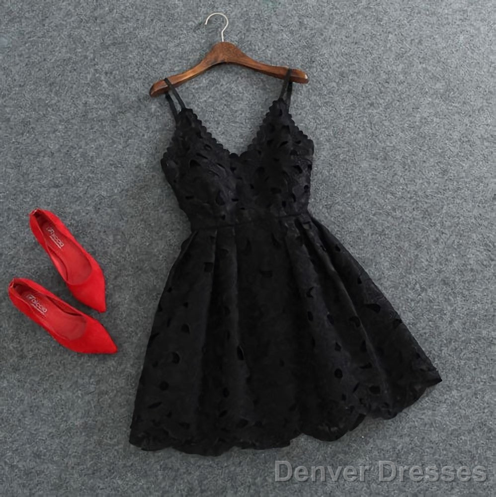 Cute White Lace Short Lace Spaghetti Straps Prom Dresses Secondary image