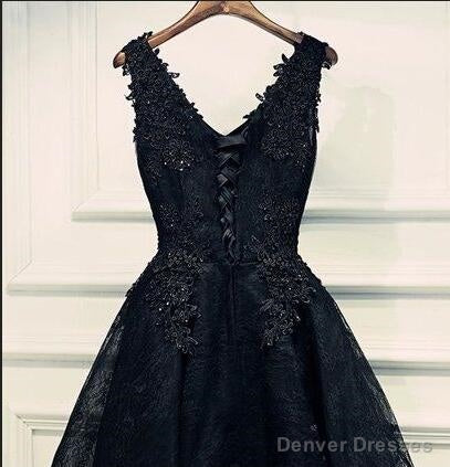 black v neck beading homecoming dresses v neck  short prom dresses sleeveless short lace appliques layers cocktail dresses