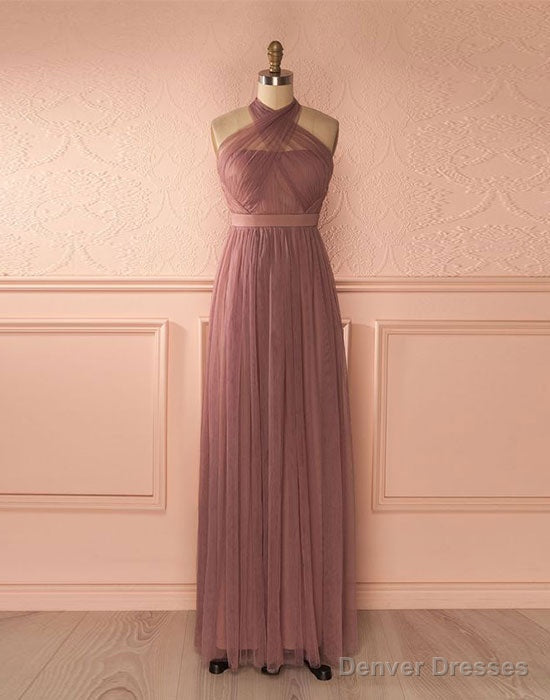 Cute Tulle A Line Long Prom Dress, Bridesmaid Dress Main image