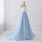Sky Blue Long Elegant For Teens Beauttiful Prom Dress