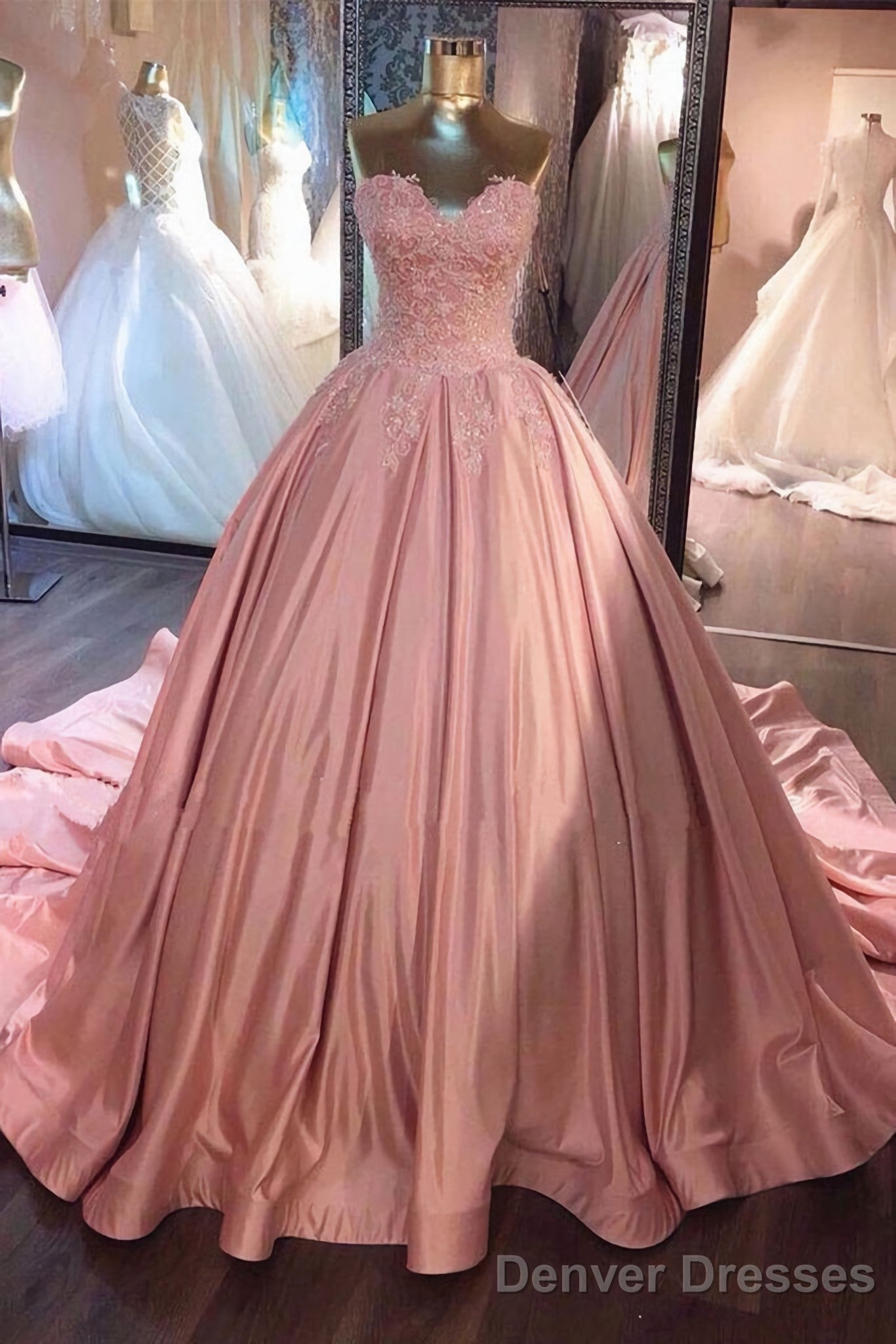 Pink Sweetheart Long Sweet 16 Prom Dresses Main image