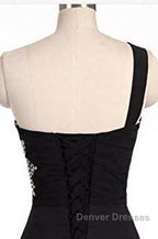 A Line Ombre Blue And Black One Shoulder Short Dc289 Prom Dress