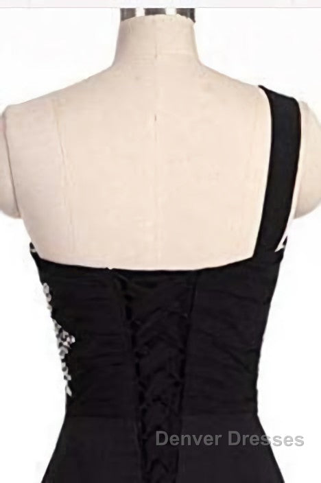 A Line Ombre Blue And Black One Shoulder Short Dc289 Prom Dress