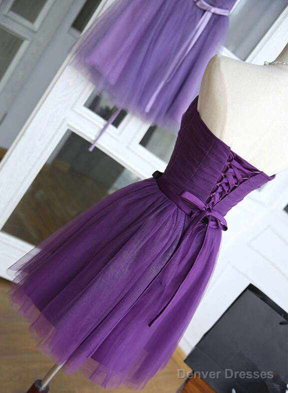 Lovely Dark Purple Tulle 2025 Short Homecoming Dresses Secondary image