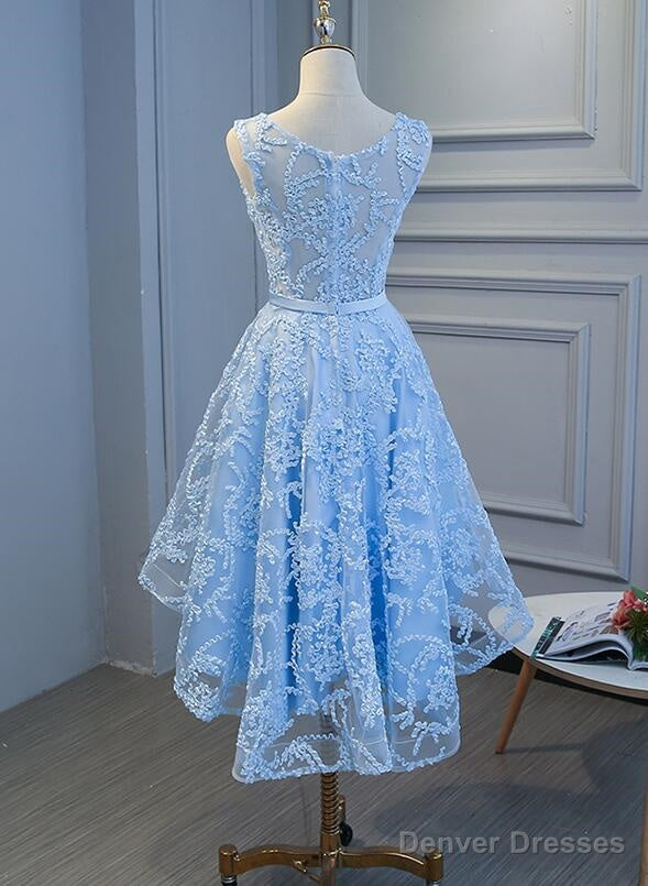 Blue High Low Fashionable Homecoming Dress, Cute Prom Dress Main image