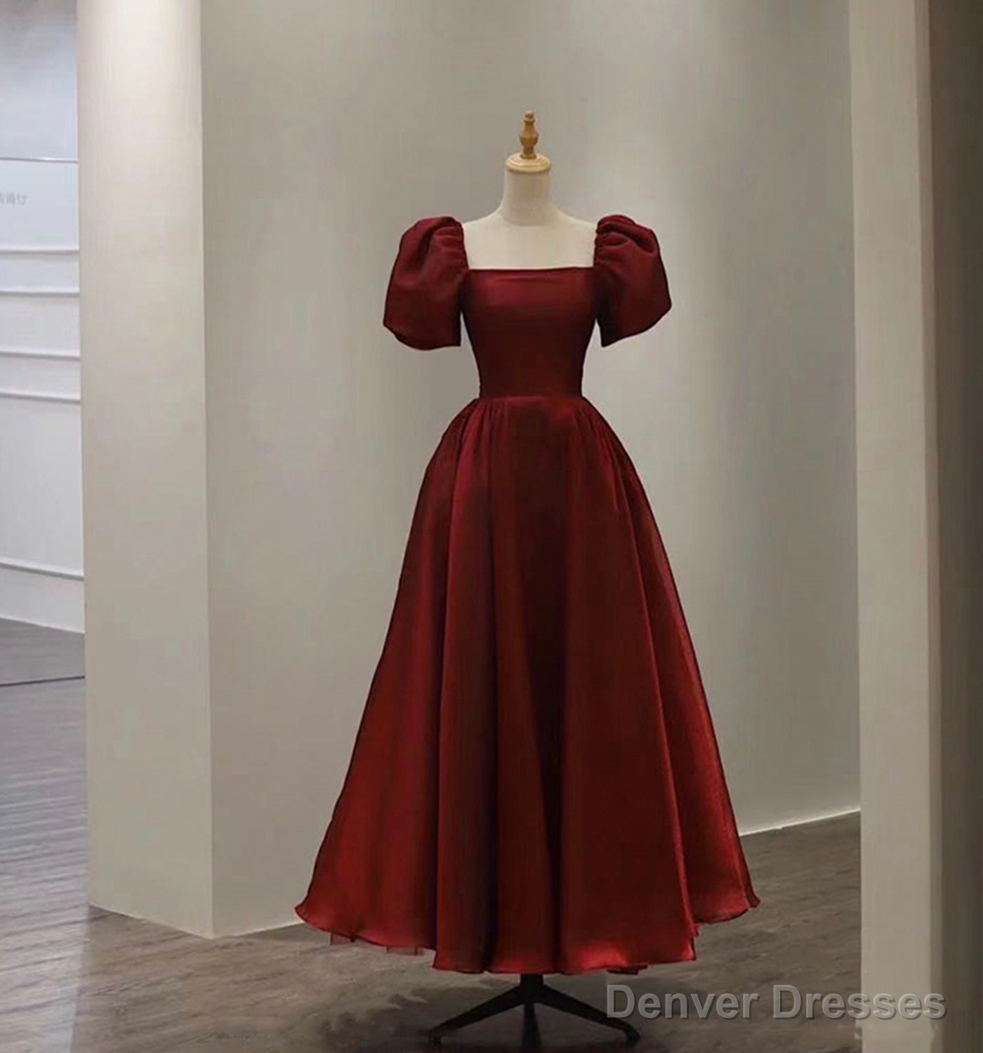 Burgundy A Line Short Prom Dress, Cute Evening Dress Main image